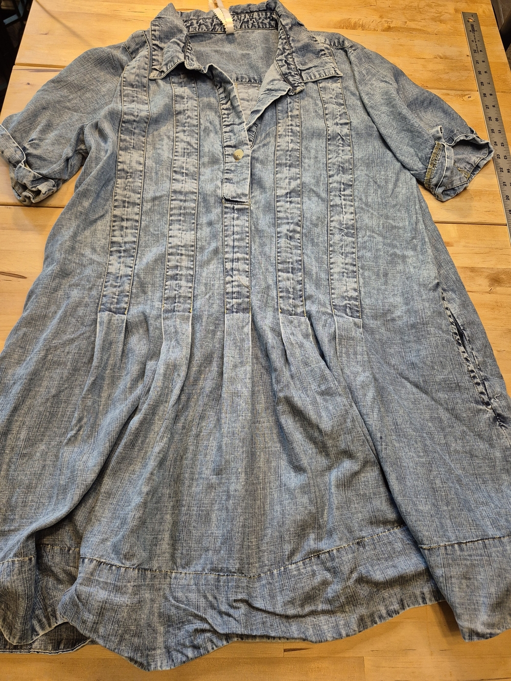 Uncle Frank Light Blue Chambray Midi Dress